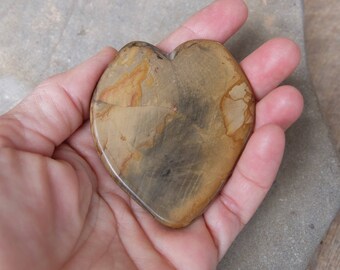 Large Petrified wood heart - unique handmade gem stone heart from Australia - ooak heart rock - "cuddle heart"