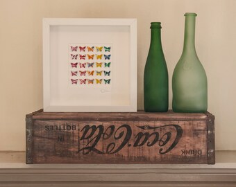 Rainbow Butterflies Small - Recycled Can Picture, Framed
