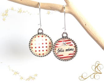 Earrings cabochon "cute kid"