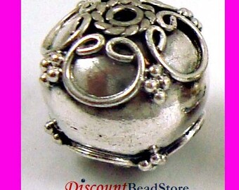 solid 925 Sterling Silver Bali Bead 9mm x 8.5mm B168