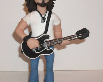 Chris Cornell, Soundgarden, Audioslave sculpture, polymer clay figurine - hand sculpted, guitar, rock star home decor - fimo, sculpey