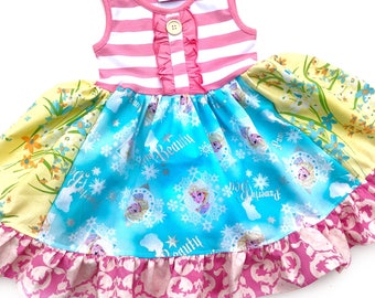 Frozen Disney dress little girls Disney World dress Frozen on Ice Musical Broadway Frozen birthday party clothing Momi boutique girls disney