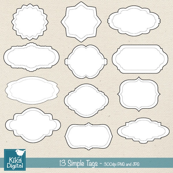 Simple Tags Basic Labels Digital Clipart / Scrapbooking