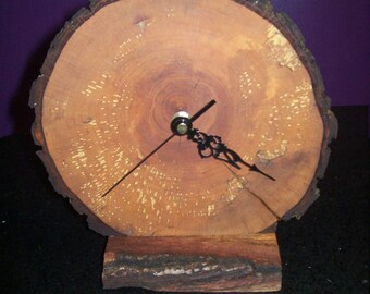 Spalted oak slice rustic clock