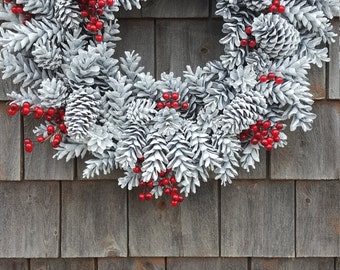 Winter Wreath White Pinecone and Winterberry