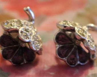 Grape Cluster Rhinestone Earrings