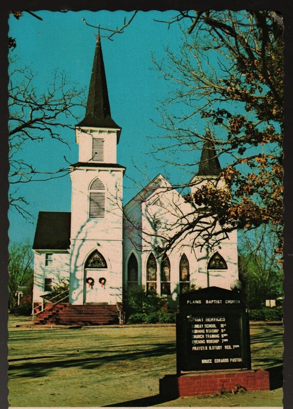 Plains Baptist Church + Jimmy Carter's Home Church + Georgia + Vintage Souvenir Card