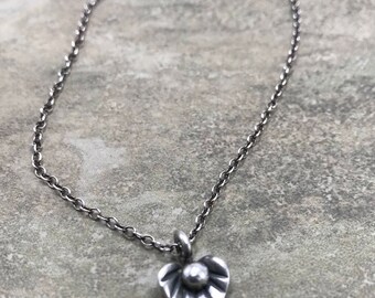 Lotus Bud - Fine and Sterling Silver Necklace