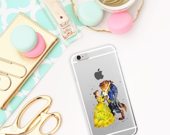 Beauty and the Beast Transparent iPhone 5/5S/SE cases, iPhone 6/6S, iPhone 7 case, Aquarell case