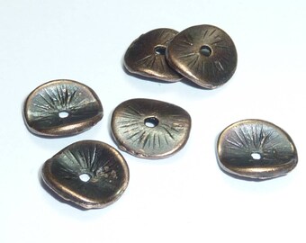 6 10mm decorated copper metal caps