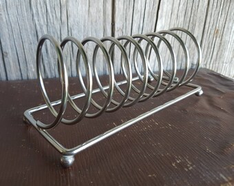 French Art Deco 8 Slice Chrome Toast Rack, Eight Slice Toast Rack, Toast Rack or Letter Rack, Silver Metal Vintage 1930s Toast Rack