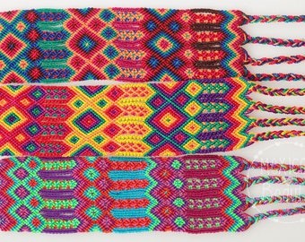 Mexican Wide Friendship Bracelet Set / 2.5"-wide Bracelets / Chiapas / Maya Bracelet / Boho Fashion / Gipsy Hippie Fashion / Chiapas Mexico