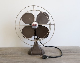 Vintage Fan . old fan . small eclectric fan . metal fan . small retro fan . gray fan . Kord fan