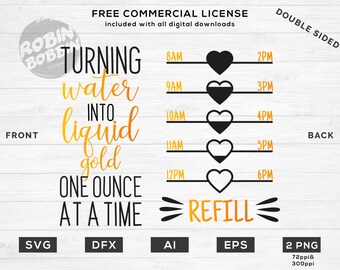 Turning Water Into Liquid Gold Tracker svg dxf eps png Files for Cutting Machines Cricut, Fitness, Working Out, Gym Designs,Water Bottle svg