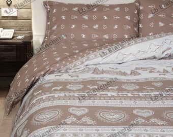 Winter quilt Duvet Val Gardena DOUBLEFACE-Made in Italy-cotton a thick texture-bed 1 square and half-brown