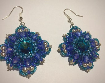 Rivoli beaded earrings