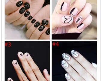 NAIL ART Decals Black Heart question error mark Waterslide Decal Water Slide Decal Stickers Rune Candle Decals