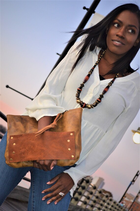 No. 6 Crazy Horse/Tan Hand Clutch