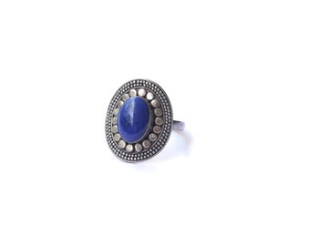 Vintage Boho Sterling Silver and Lapis Lazuli Ring