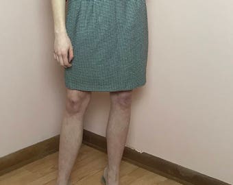 Black and cream checked wool pencil skirt