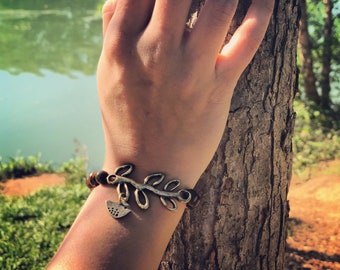 Little birds on a branch bracelet | beaded bracelet | handmade bracelet | tigereye brown bracelet | bird bracelet