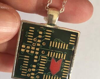 Circuit Digital Resin Square Pendant