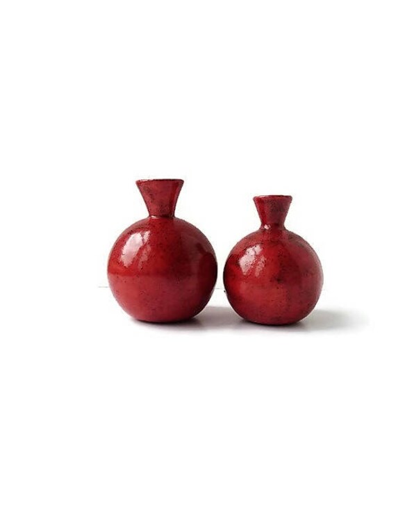 Ceramic Vase Red Small Vase Set Red Flower Vase