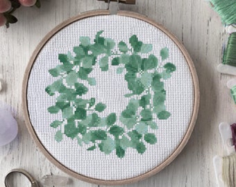 Cross stitch pattern modern Cross stitch pattern Wreath cross stitch pattern Modern cross stitch pattern Cross stitch Modern embroidery
