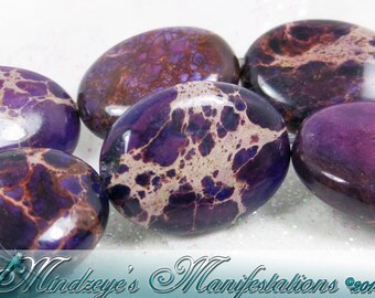 Purple Aqua Terra Jasper Flat Ovals 16x12mm