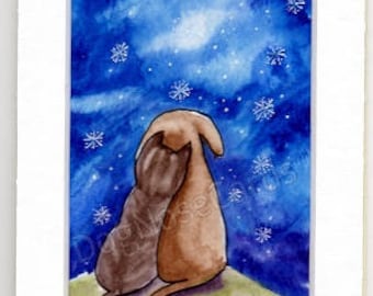 Hand-Painted Greetings Card (original - not a print!) "Snowflakes"