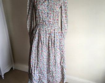Vintage 80s Liberty-esque Style and Ditsy Floral Print Midi Dress