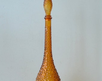 Vintage Amber glass Genie bottle mid century YLBT9