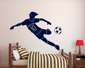 Soccer Name Wall Decal - Personalized Name Wall Decal - Soccer Wall Decal - Kids Room Wall Decal - Boys Teen Sport Vinyl Wall Decal