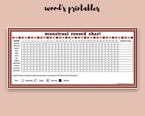 Menstrual Cycle Record PDF Printable Period Calendar Cycle Menstrual Cycle Record PDF Printable; Period Calendar, Cycle Tracker, Period Tracker, Menstrual Record, Menstrual Calendar, Menstrual