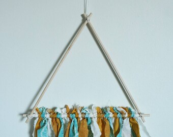 Triangle Mustard & Aqua Messy Wall Hanging