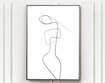 Minimalist Line Drawing, One Line Drawing Print, Line Contour Art, Single Line Drawing, Body Drawing Printable, Fine Art, Abstract Lines Art