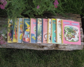 1940's Lot Of 11 Little Golden Books/ Childrens Books/ 1940s Childrens Books /Scuffy The Tugboat/ Lively Little Rabbit/ LGB / Saggy Baggy El