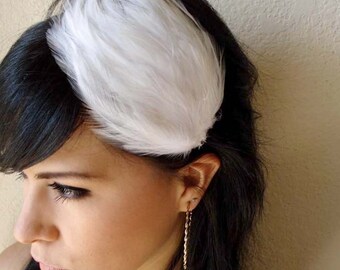 white feather headband or hair clip - bohemian feather fascinator - bridal hair piece - bohemian hair accessory - vintage style - ELEANOR