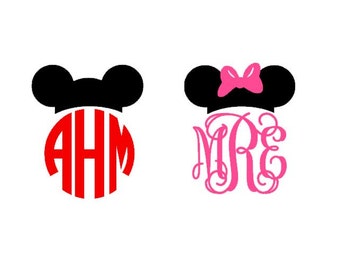 Mouse Ears instant download cut file - SVG DXF EPS ps studio3 studio (monogram font sold separately)