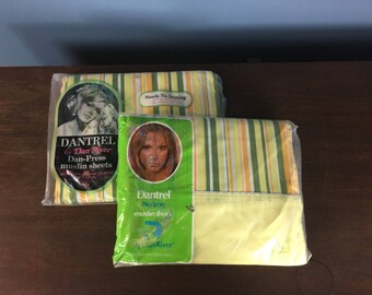 Vintage 1960's NIP/New in Package Dantrel Twin Flat and Fitted Sheets