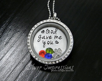 God gave me you Floating Locket / Memory Locket / Charm Locket