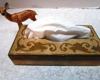 Vintage Tissue Box, Florentine Gold and Ecru, Made in Italy, Vanity Dresser Organizer, Shabby Chic, Hinged Lid, Rectangle, Royalty, Bridal