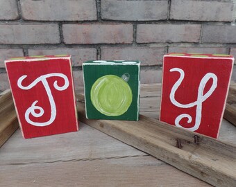 Joy wood blocks, joy sign, Christmas decorations, reclaimed wood sign, reclaimed wood decor, Christmas sign, joy decor, teacher gifts, joy