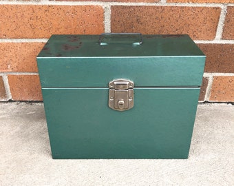 Vintage Green Excelsior Brand File Box Metal File Storage Box Industrial Storage Box