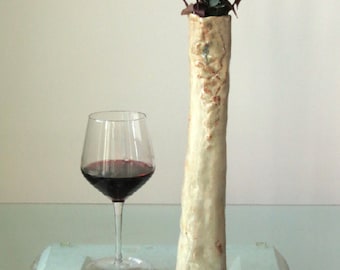 Tall Organic Ceramic Vase Hand Built Vessel Cream Earth Tones Clay Pottery Rustic Art Vase