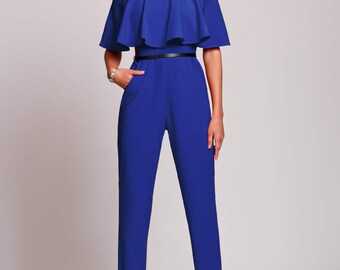 Blue jumpsuit, womens jumpsuit, wedding jumpsuit, festive outfit, Blue jumpsuit, jumpsuit women