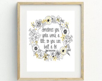 Parks and Recreation-Tom Haverford-PRINTABLE-Motivational Print-Floral-Black and White-Typography-Office Decor-Chic Decor-Inspirational-8x10