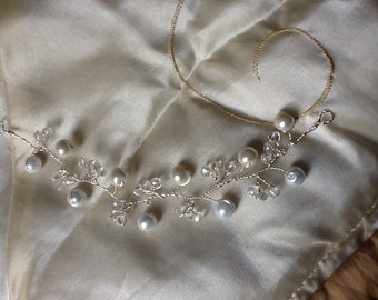 Pearl and crystal Bridal hair vine tiara headdress