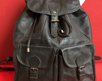 Vintage 90's black leather backpack