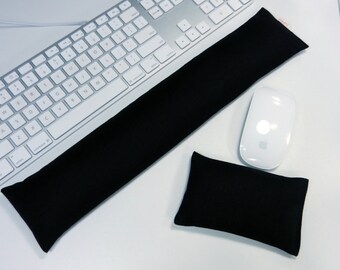 Black 100% Linen Computer Keyboard Wrist Rest & Optional Mouse Wrist Support Set - Lavender or Unscented